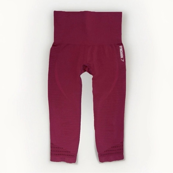 Gymshark Pants - Gymshark Leggings High Waist Laser Cut Cropped Beet Root Maroon Small S